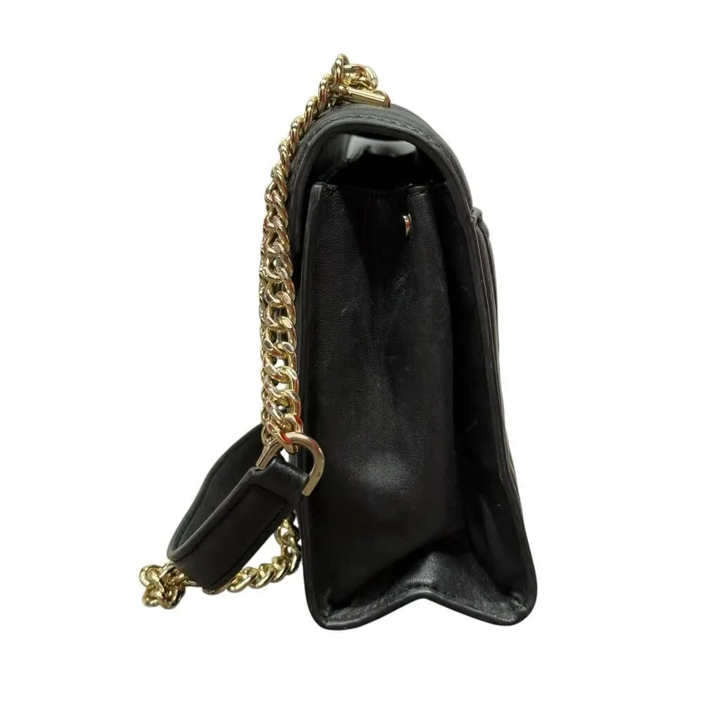 Michael Kors Whitney Black Leather Quilted Chain Convertible Shoulder Bag